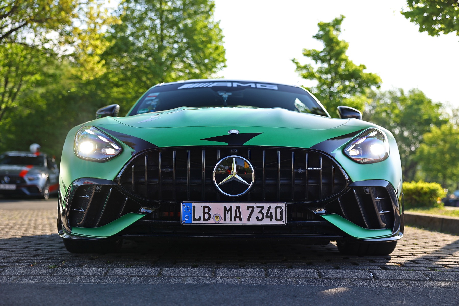 A green AMG GT as used by the nurburgring for their Beast of the Green Hell taxi laps.